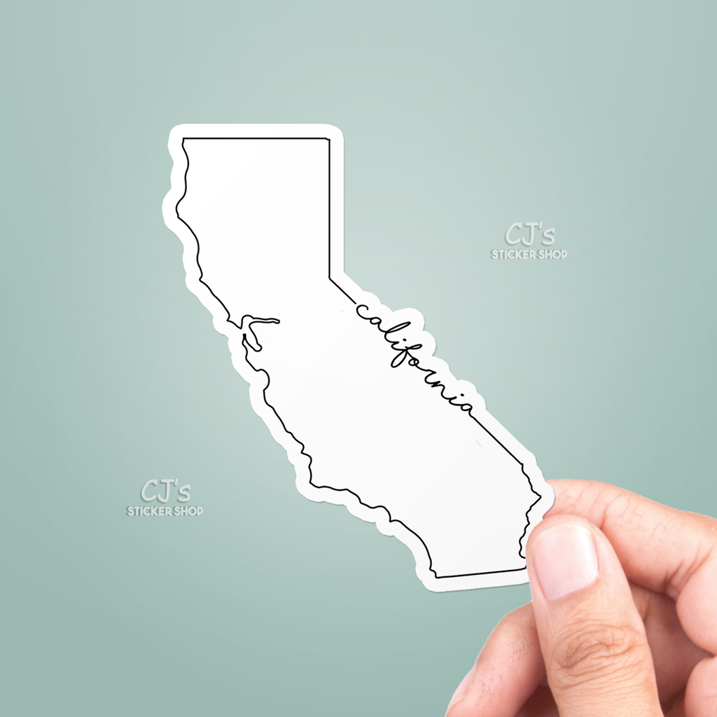 CJ's Sticker Shop - California Cursive Sticker: 2"