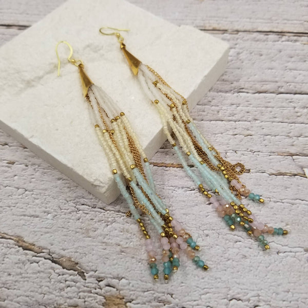 Treasure Wholesale - Seed Bead Tassel Earrings