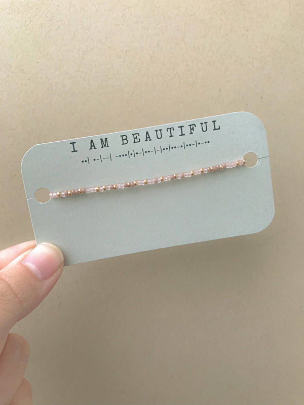 Seedy Beady Bracelets - I Am Beautiful Morse Code Bracelet: Medium