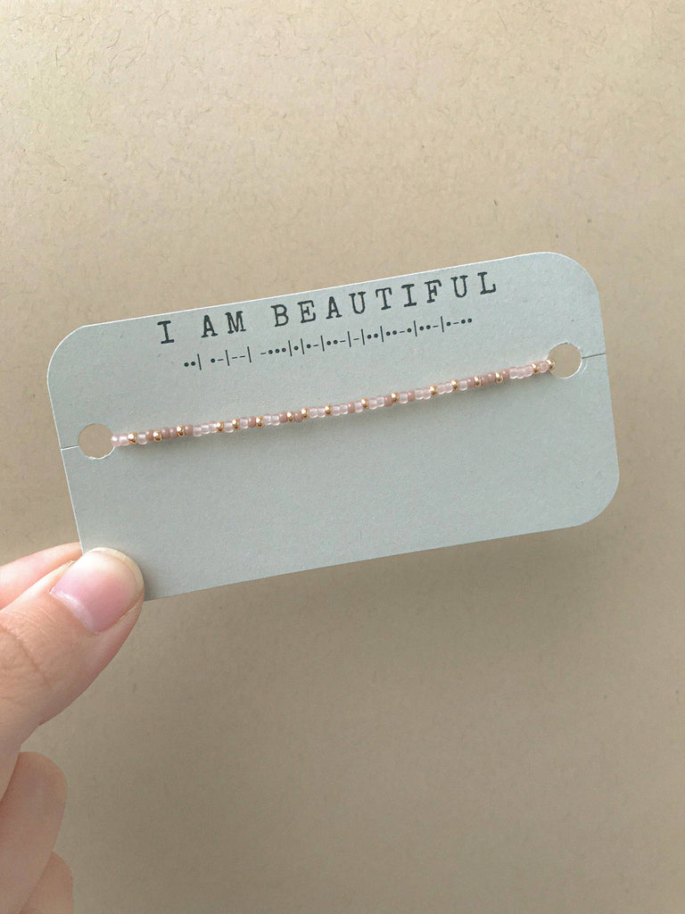 Seedy Beady Bracelets - I Am Beautiful Morse Code Bracelet: Medium