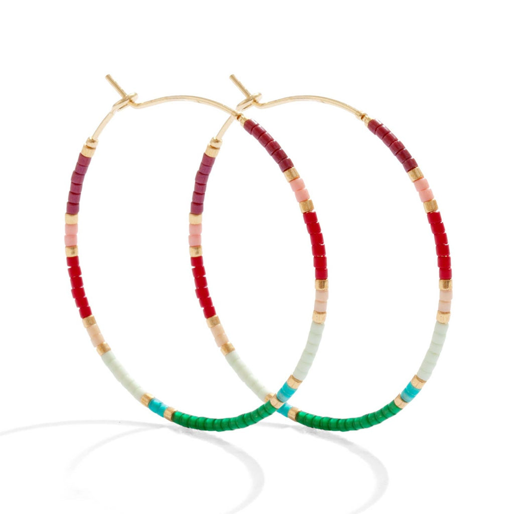 Splendid Iris - Miyuki Delica Hoop Earrings: Multi Bright