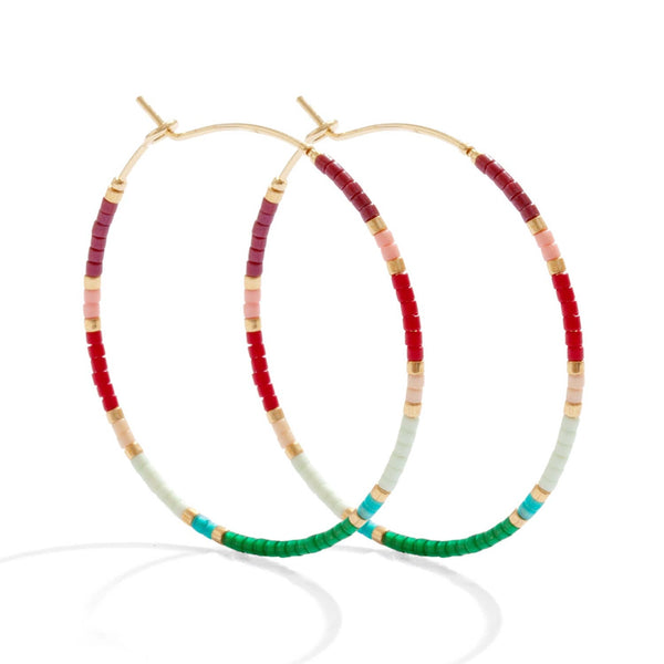 Splendid Iris - Miyuki Delica Hoop Earrings: Multi Bright