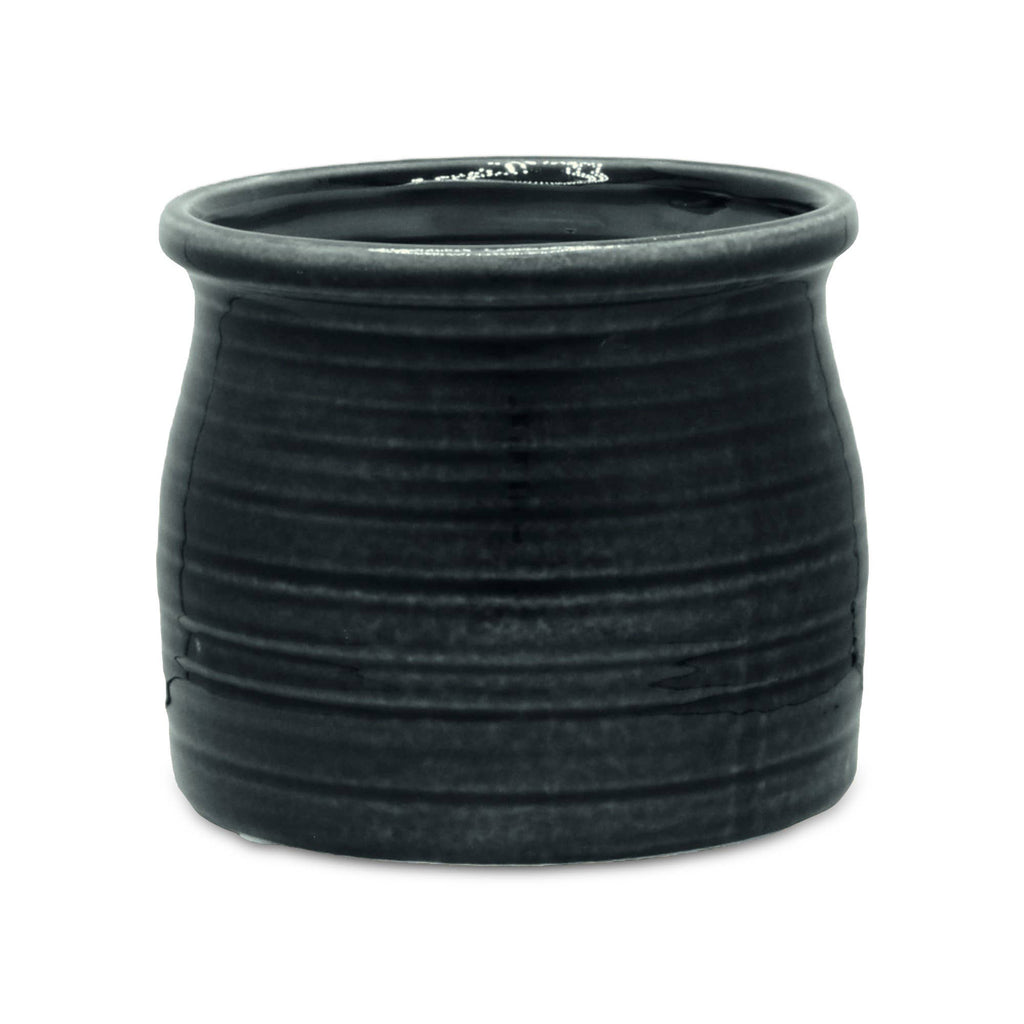 Cheungs Home Decor - Kifon Curved Ceramic Ceramic Pot - Dark Gray: Large