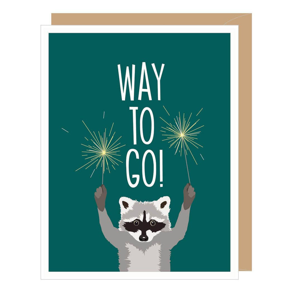 Apartment 2 Cards - Raccoon with Sparklers Congratulations Card