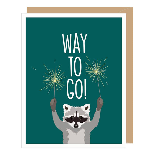 Apartment 2 Cards - Raccoon with Sparklers Congratulations Card