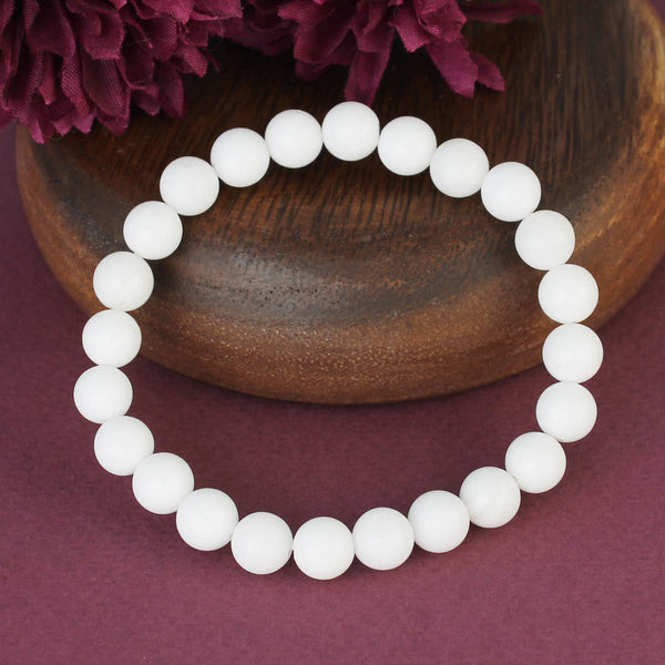 Pure White Glass Bead Stretch Bracelet