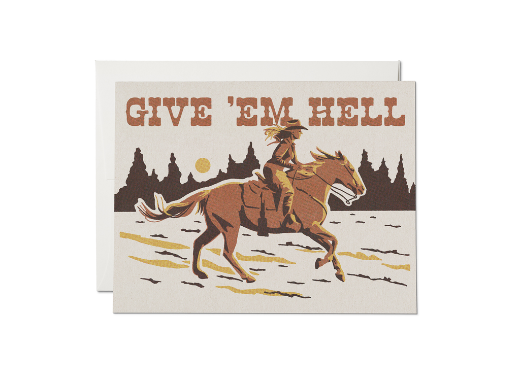 Red Cap Cards - Give 'Em Hell encouragement greeting card