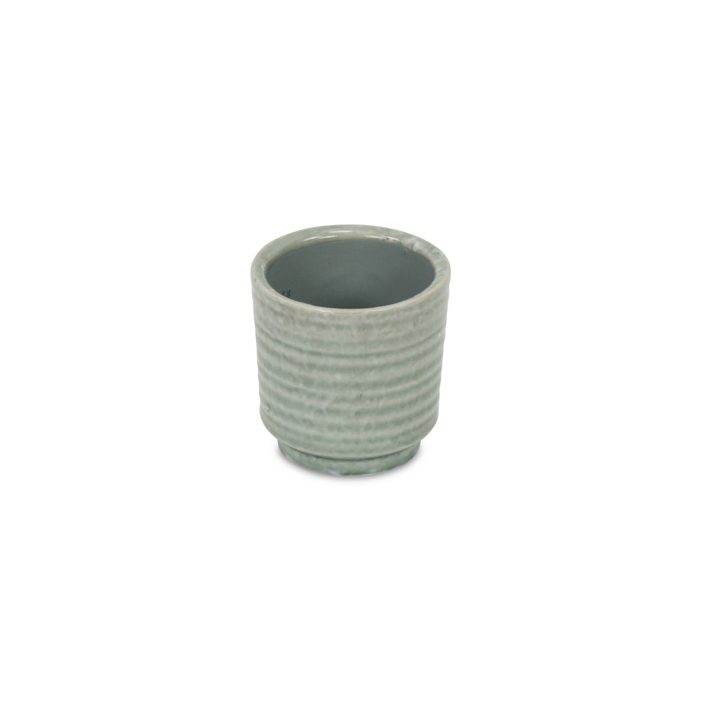 Cheungs - Green ripple pattern ceramic planter