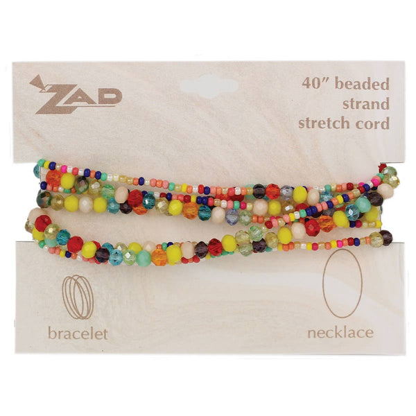 ZAD - Multicolor Bead Stretch Wrap Bracelet or Necklace