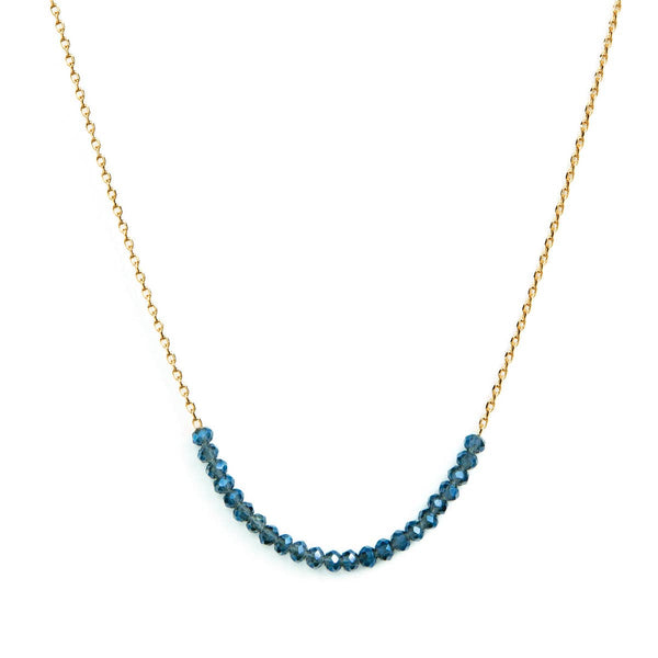 Splendid Iris - Delicate Crystal Accented Necklace: Navy