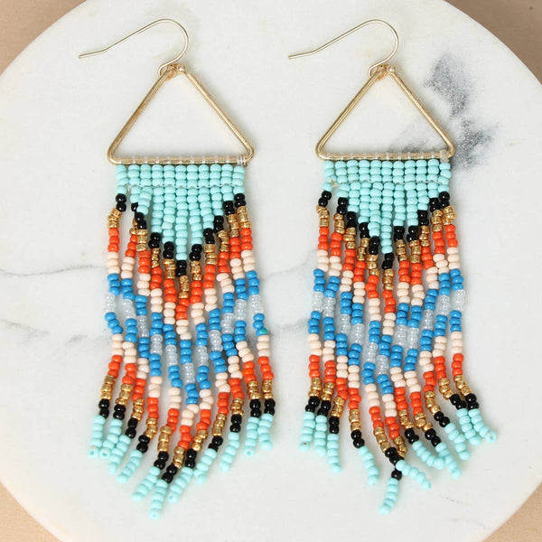 ZAD - Southwest Cascade Seed Bead Fringe Earrings