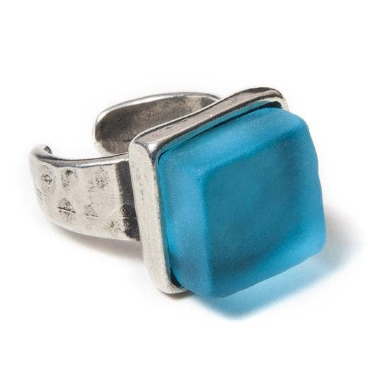 Smart Glass Recycled Jewelry - CUBE RING SILVER