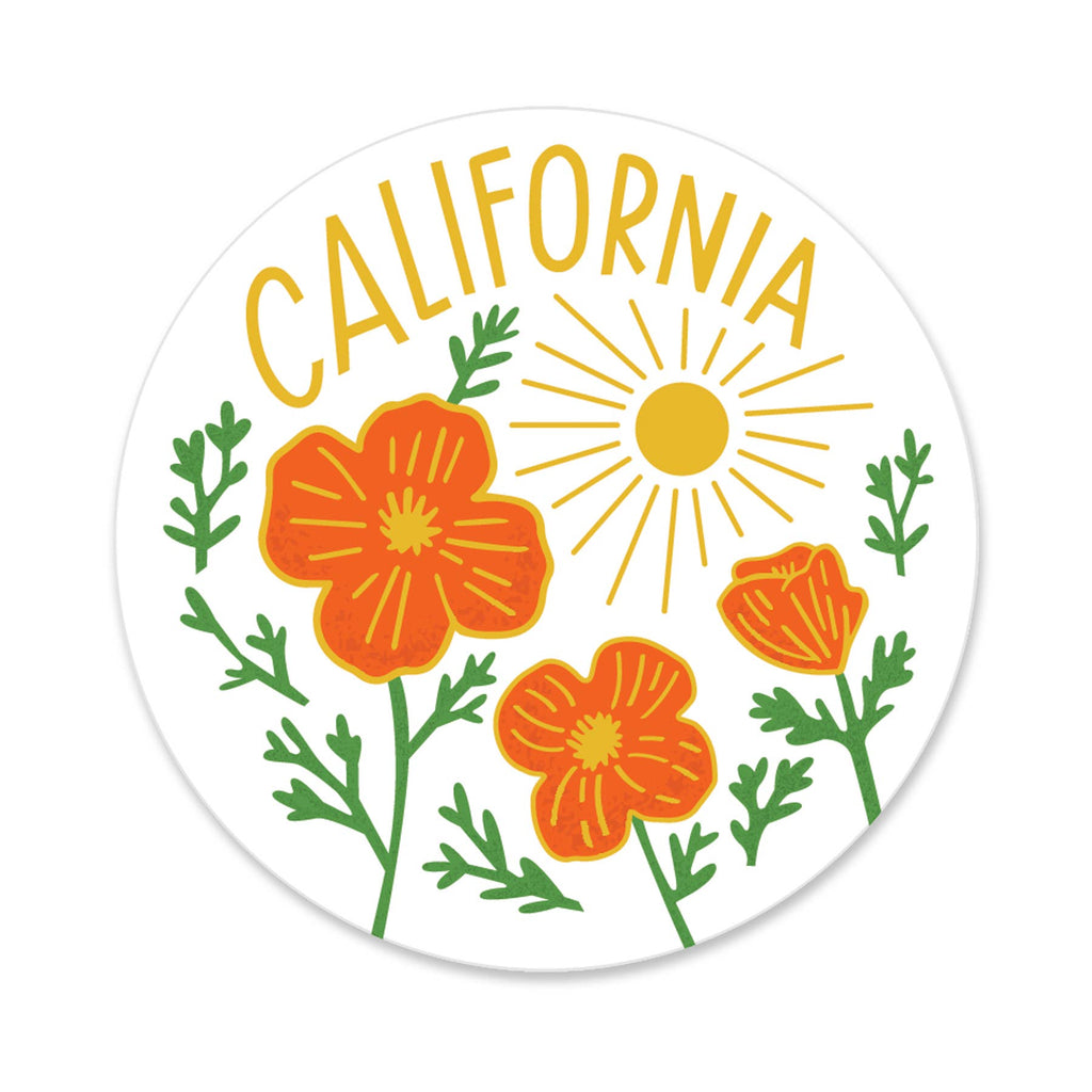 Paper Parasol Press - California Poppy Sun White Sticker
