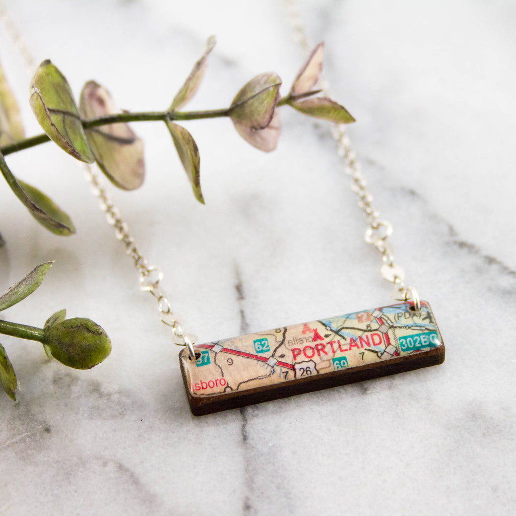 No Man's Land - My Hometown Custom Vintage Map Necklace.