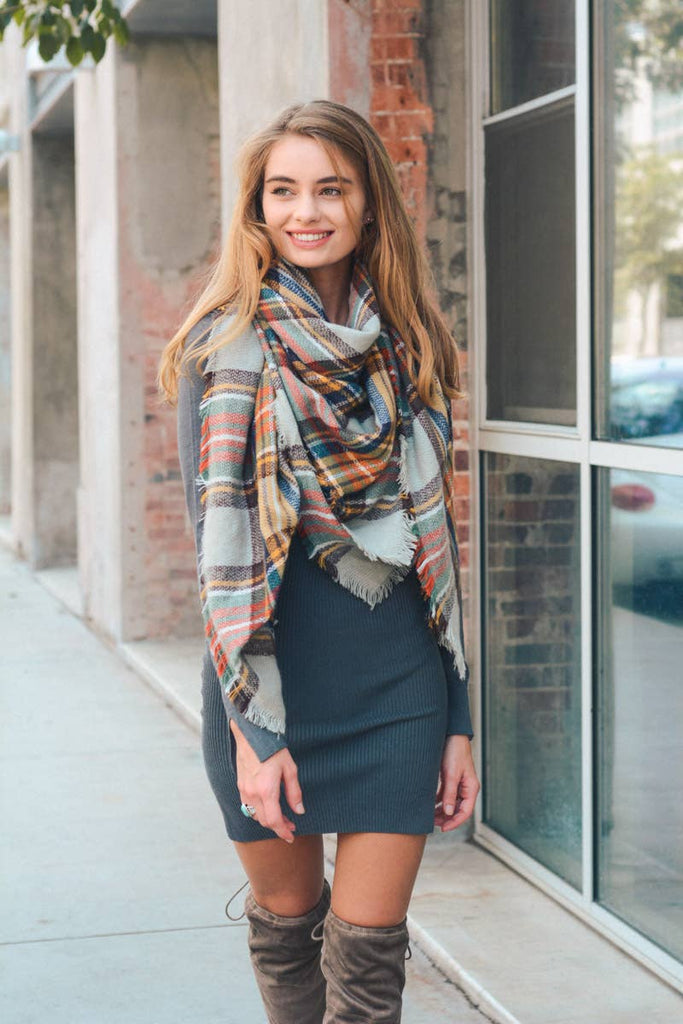 Leto Accessories - Classic Plaid Blanket Scarf
