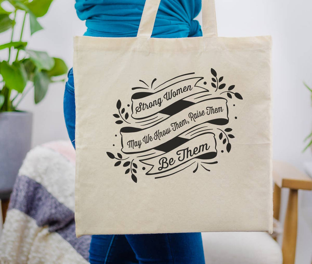 Quotable Life - Strong Women Cotton Canvas Grocery Tote Bag