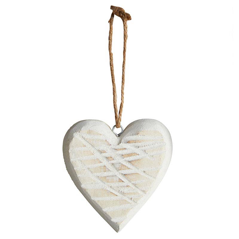 47th & Main (Creative Brands) - White Wood Heart Hanger