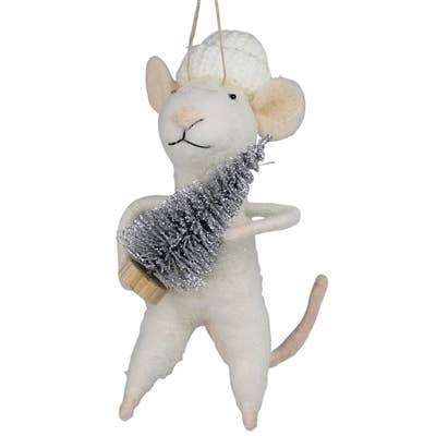 HomArt - White Mouse with Tree Ornament, Felt