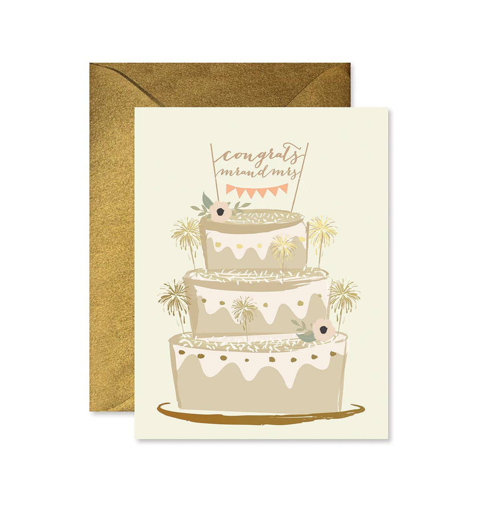Sparkler Cake Wedding Greeting Card