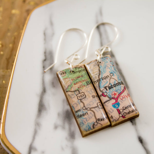 No Man's Land - My Hometown Custom Vintage Map Earrings