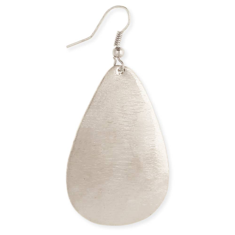ZAD - Brushed Silver Teardrop Earring