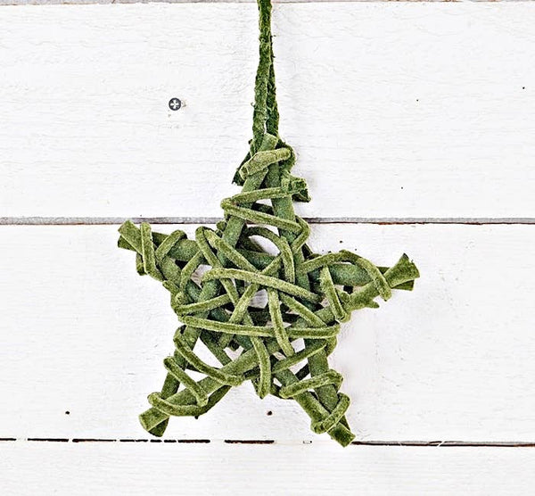 M10911-Velvet Flocked Twig Star-GREEN-