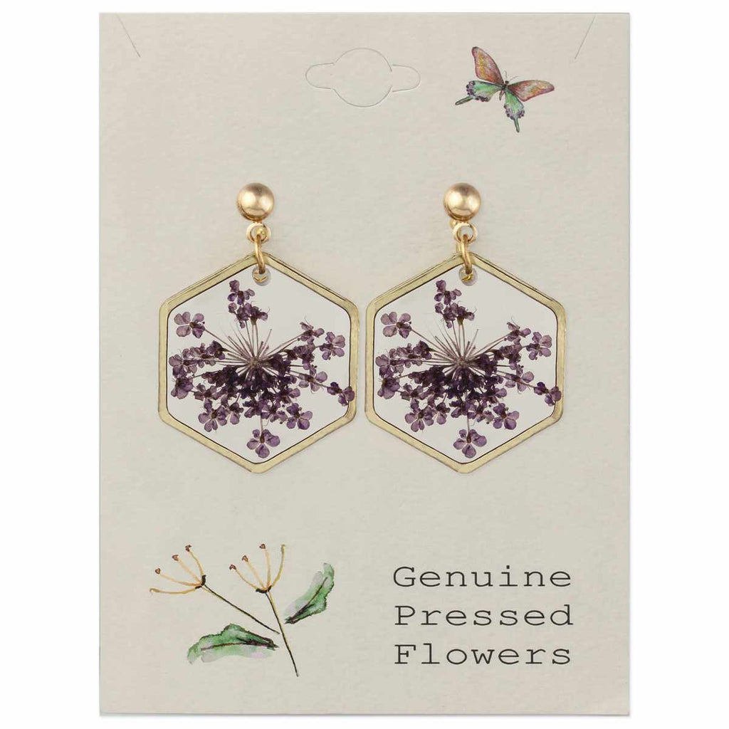 ZAD - Cottage Floral Purple Dried Flower Earrings