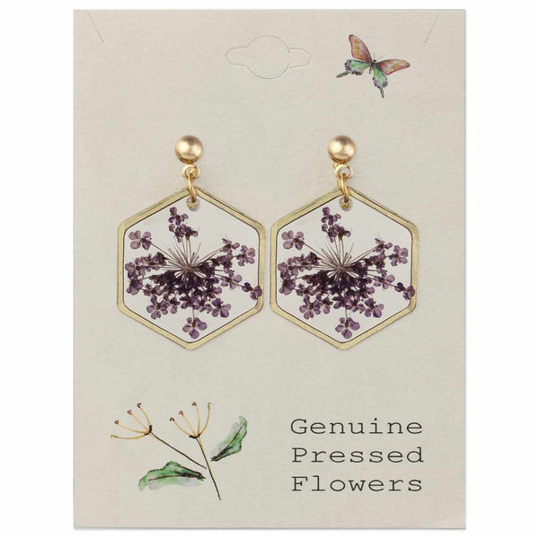 ZAD - Cottage Floral Purple Dried Flower Earrings