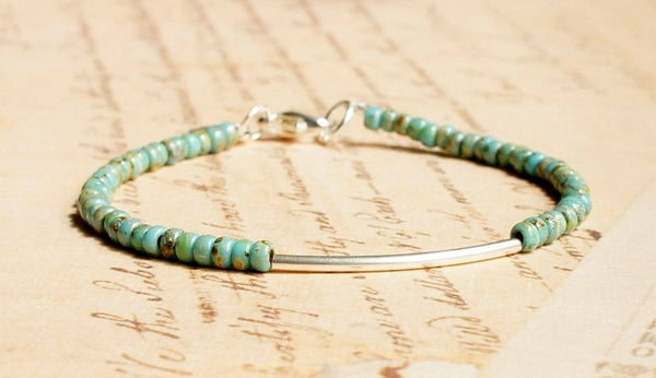 Sentimento - Turquoise Blue Sterling Silver Bar Bracelet
