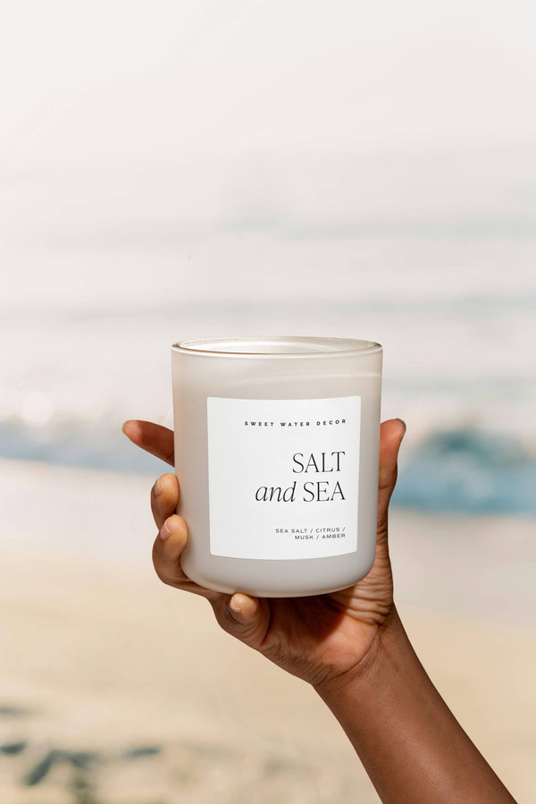 Sweet Water Decor - Salt & Sea 15 oz Soy Candle, Matte Jar -  Home Decor & Gifts