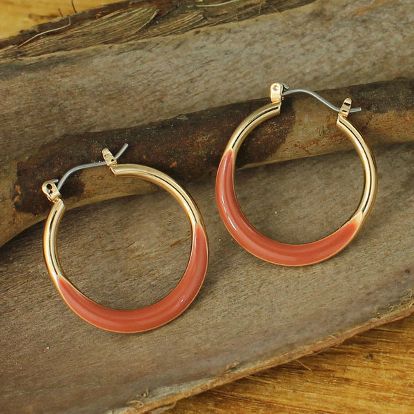 ZAD - Warm Breeze Enamel Gold Hoop Earrings