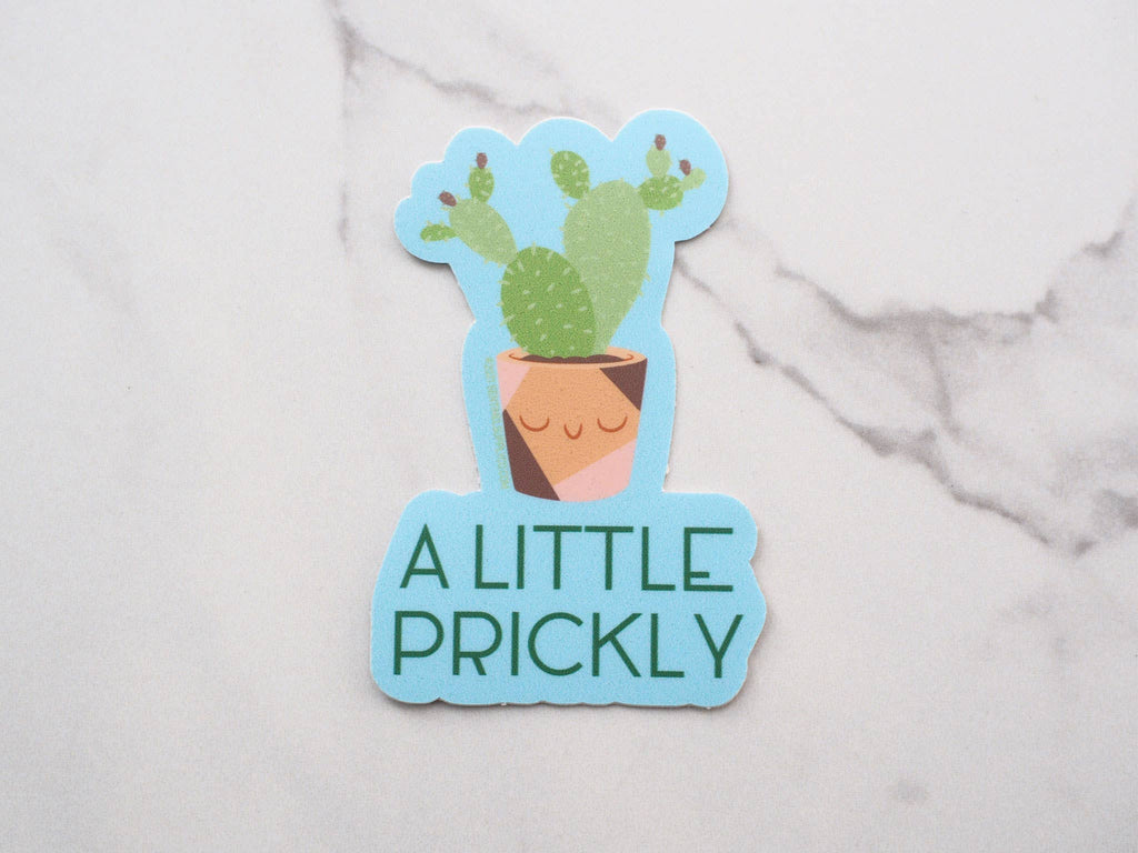 Sentinel Supply - A Little Prickly Cute Cactus Sticker, Funny Houseplant Decal