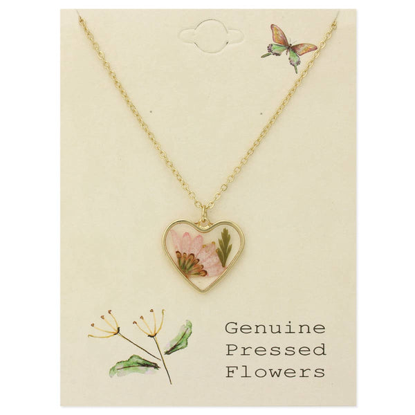 ZAD - Cottage Floral Heart Dried Flower Necklace