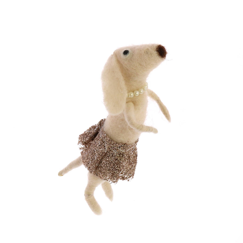 HomArt - Dog with Tutu Ornament - Felt - Pink