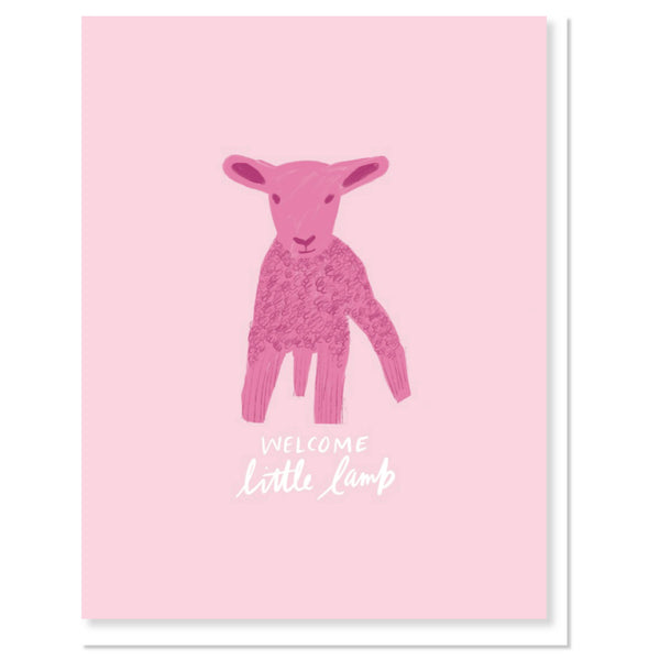 Thimblepress - Welcome Little Lamb Pink A2 Card