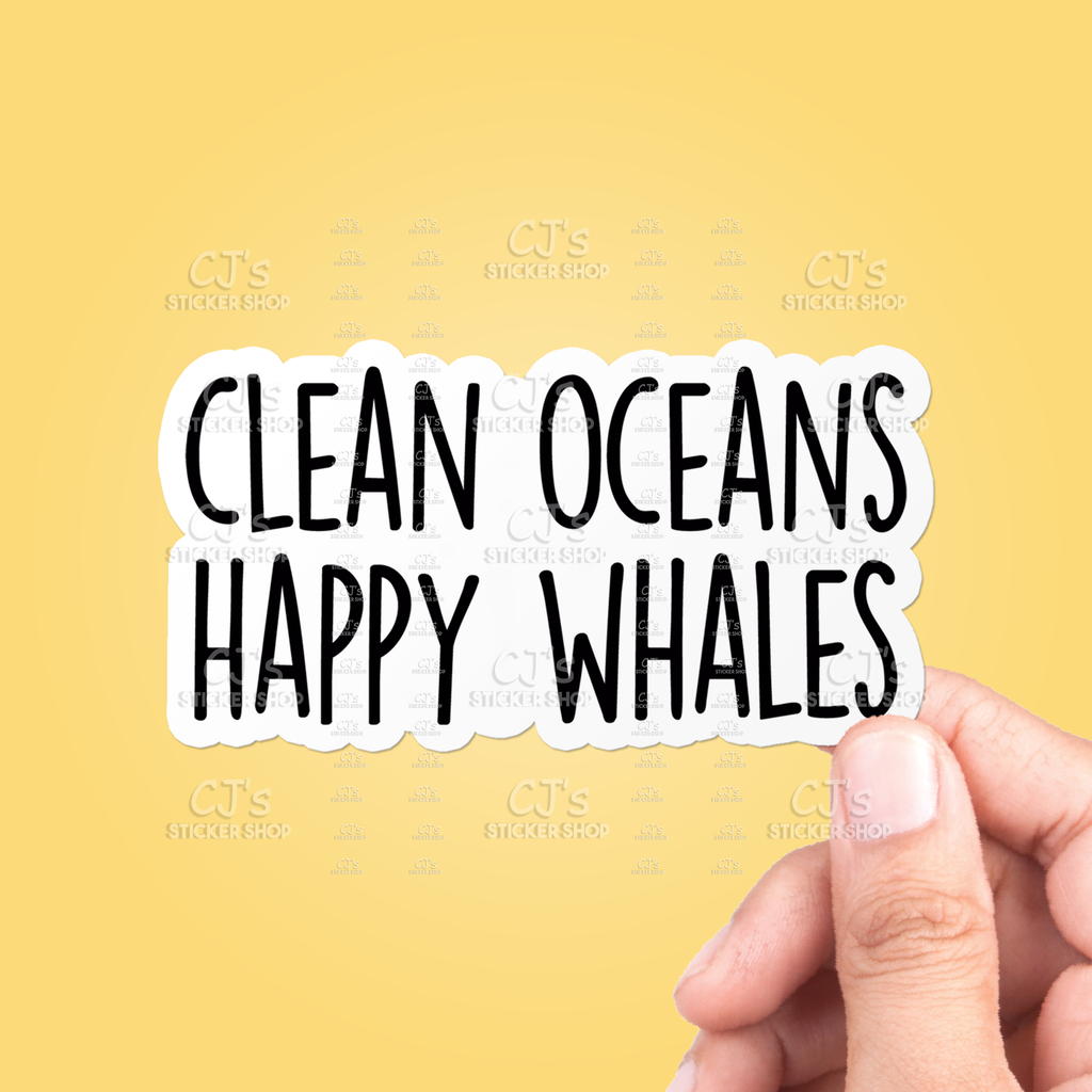 CJ's Sticker Shop - Clean Oceans Happy Whales Sticker Vinyl Decal