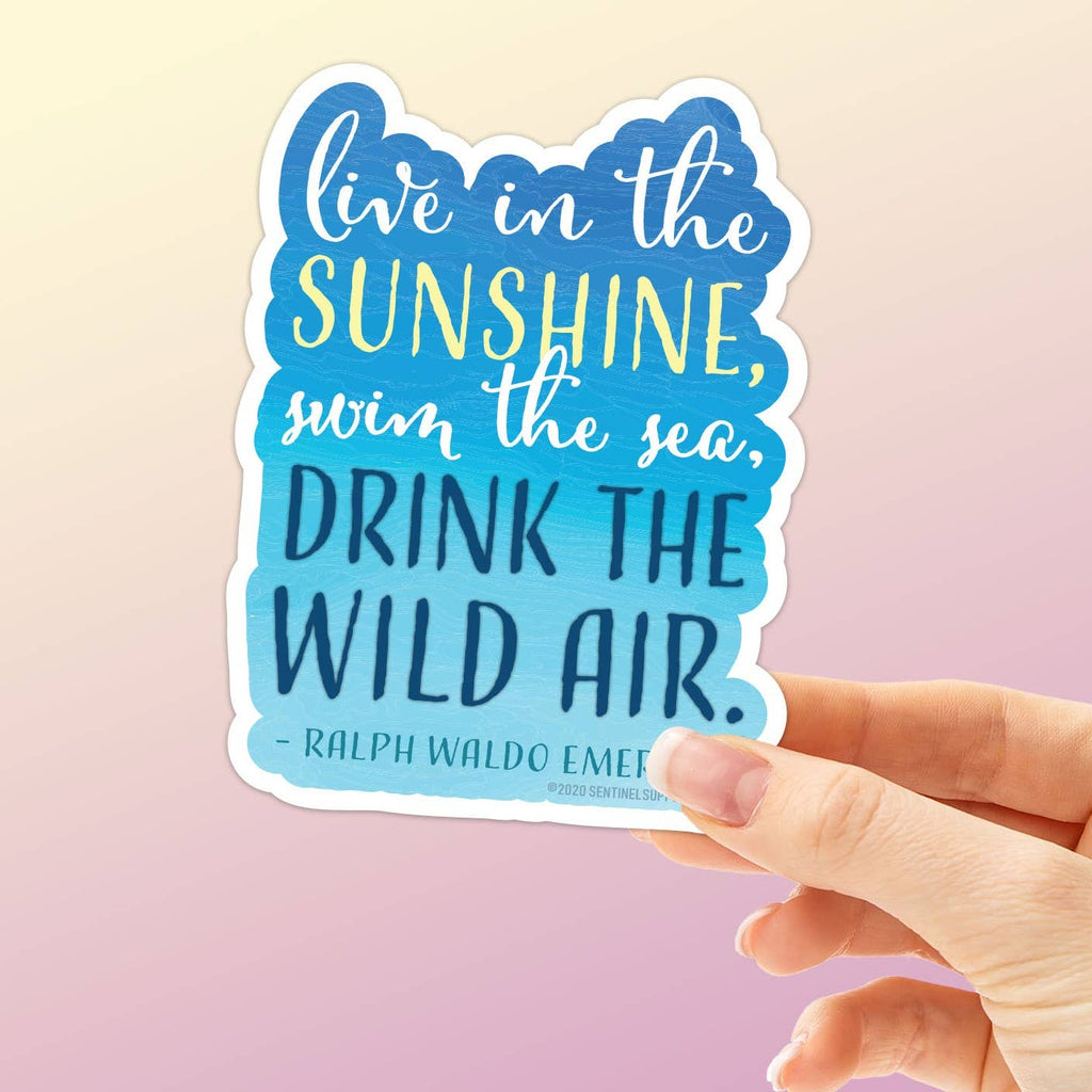 Sentinel Supply - Drink the Wild Air Blue Die Cut Emerson Quote Sticker