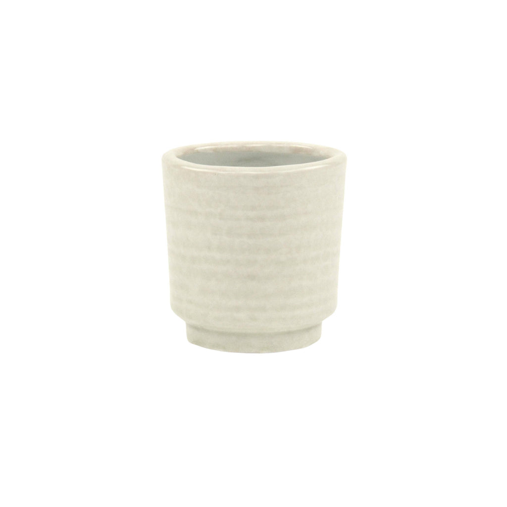 Cheungs - Off-white ripple pattern ceramic planter
