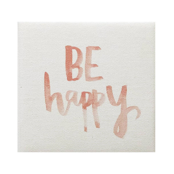 Petal Lane Home - Watercolor Be Happy Canvas Magnet: 4X4