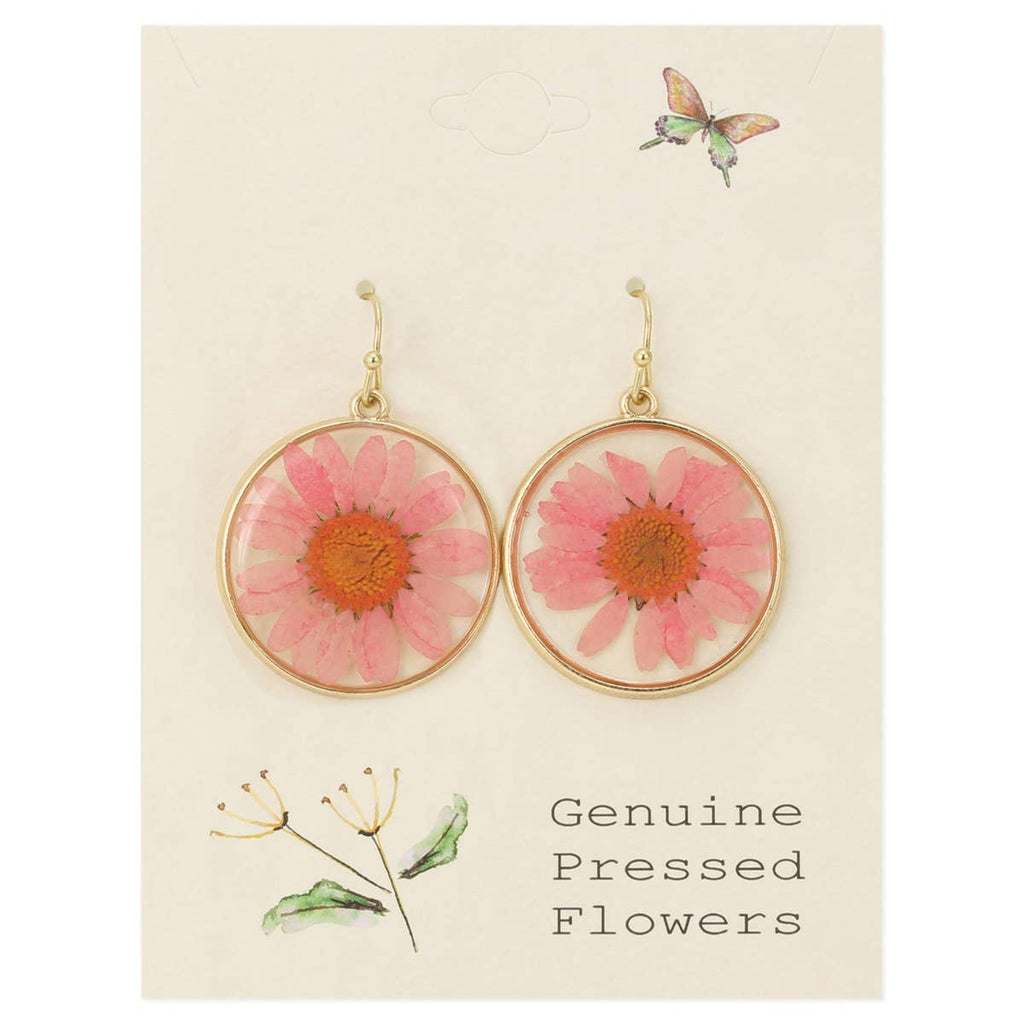 ZAD - Pink Chrysanthemum Dried Flower Earrings