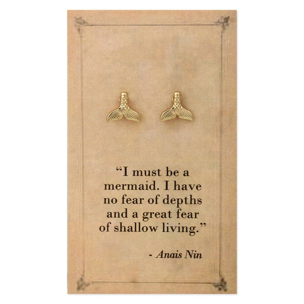 ZAD - Literary Quote Mermaid Tail Post Earrings