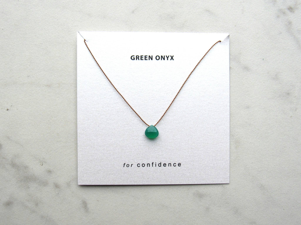 Soulsilk - Green Onyx Necklace Card - Confidence