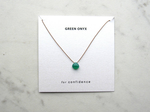 Soulsilk - Green Onyx Necklace Card - Confidence