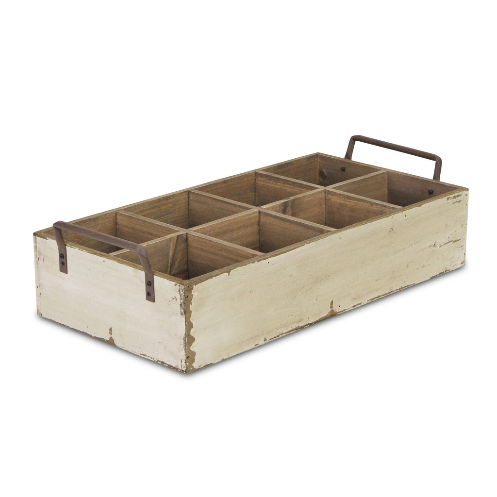 Cheungs - 8 Slot Wooden Crate with Side Metal Handles