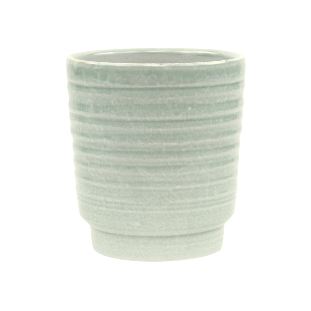 Cheungs - Green ripple pattern ceramic planter