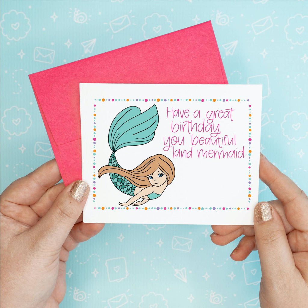 Colette Paperie - Land Mermaid Birthday Card- 6 single cards