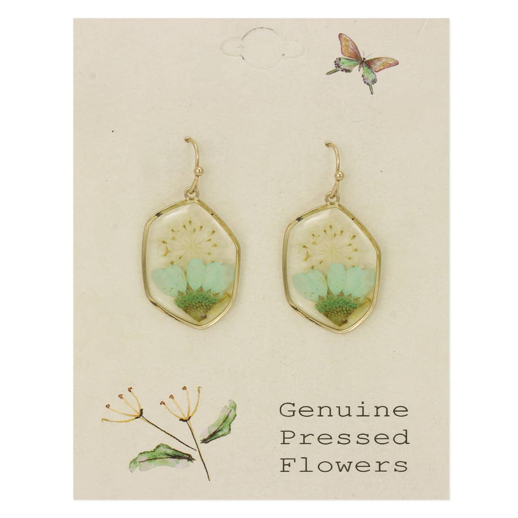 ZAD - Cottage Floral Green Dried Flower Earrings