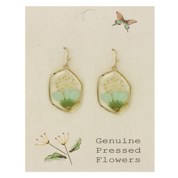 ZAD - Cottage Floral Green Dried Flower Earrings