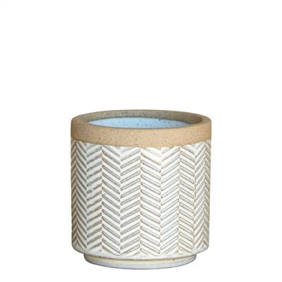 HomArt - Ramos Banded Chevron Cachepot, Stoneware - 2.5