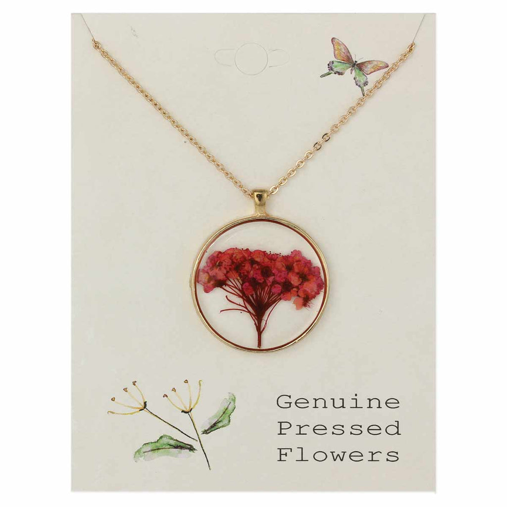 ZAD - Cottage Floral Red Bouquet Dried Flower Necklace